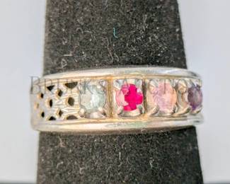 10K GOLD RING W/ COLORED STONES SIZE 7
