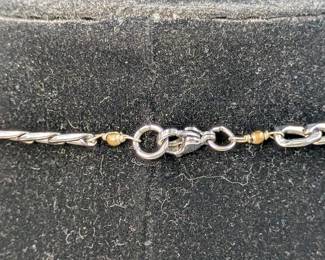 PINK CHALCEDONY BEADED NECKLACE (1) PINK CHALCEDONY STONE BEADED NECKLACE WITH SILVER CHAIN. 19"