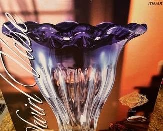 Shannon Crystal Cobalt Blue Ruffle Vase