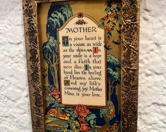 Framed  "Mother's Prayer" by Mary Adams Smith