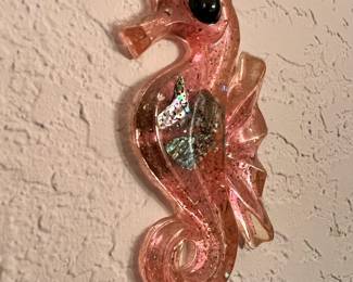 Pink Lucite Seahorse Wall Decor