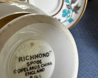 Copeland Spode Richmond Turquoise/Gold Floral Tea Cup & Saucer