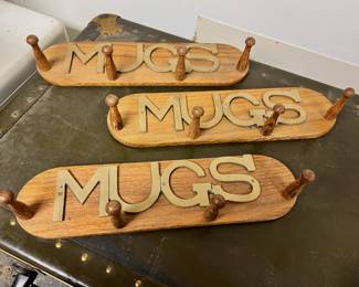 3 Wooden Wall Mug Hanging Racks
