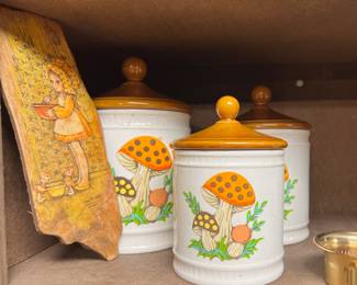 1982 Sears, Roebuck and Co. "Merry Mushroom" 3 Piece Canister Set 