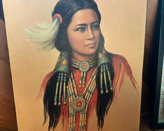 Portrait of Navajo Native American Woman Print on Canvas by B. McIvor