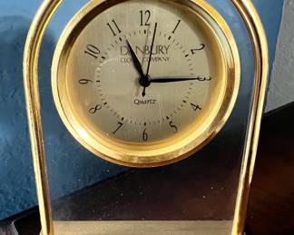 Danbury Clock Co. Brass Glass Desk Clock