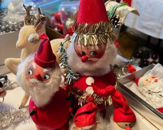 Paper Mache Santa Decor, Pair of Sweden Wooden Elves