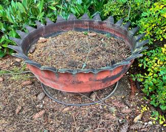 Red Painted Tire Planter