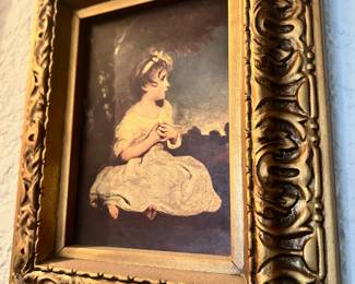 Victorian Print "Age of Innocence" with Ornate Gold Tone Frame