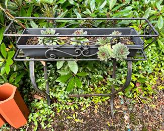 Black Wrought Iron Rectangular Planter Plant Stand