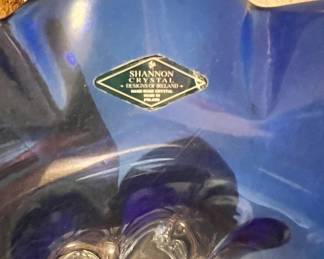 Shannon Crystal Cobalt Blue Ruffle Vase