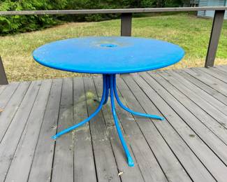 Retro Blue Metal Patio Table