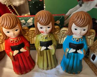 Set of 3 Ardco Challkware Christmas Angel Choir Singer Figurines