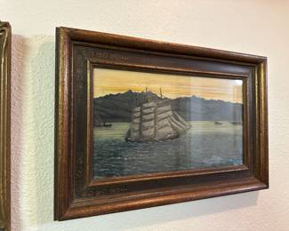 Framed Lithograph of Sailboat