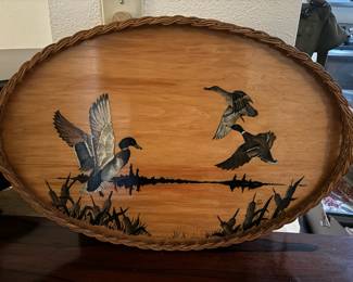 Hand Painted Wooden Tray with Mallard Duck Design