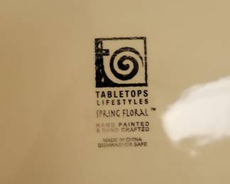 Set of 6 Hand Painted Table Tops Unlimited "Spring Floral" Dinner Plates