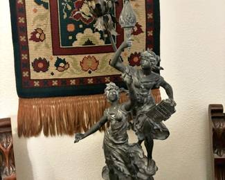 Moreau Brothers French Pewter Figural Lamp