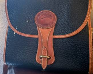 Dooney & Bourke Navy and Brown Leather Crossbody Bag 