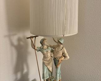 French Farmer Couple Table Lamp