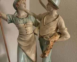 French Farmer Couple Table Lamp