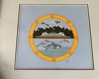 1995 Ferry Boat & Dolphins Cross Stitch by LLK