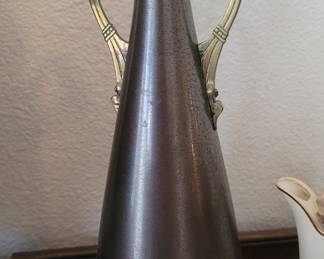 Pair of 1900's KMD Holland Pewter & Brass Vases