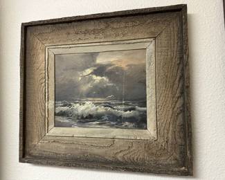 Framed Stormy Seascape Oil Painting by Hulan Fleming