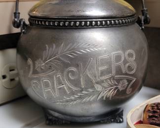 1869 Aurora Silver Plated Cracker Jar