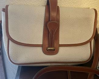 Dooney & Bourke Bone White and Brown Leather Crossbody Bag