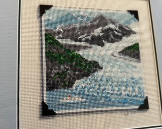1997 Ocean/Mountain Scape Cross Stitch by LK