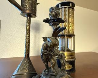 Etched Brass Oil Lamp, Wolf Miner's Safety Lamp Co. Of America
