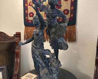 Moreau Brothers French Pewter Figural Lamp