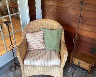 Wicker rocking chair.