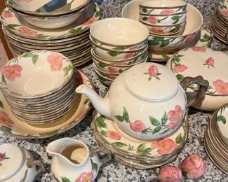 Large set of Franciscan “Desert Rose” dinnerware.