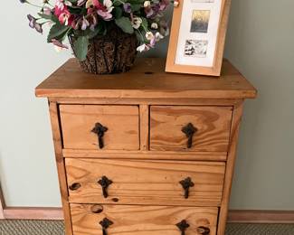 Rustic, small five-drawer chest or accent/end table.