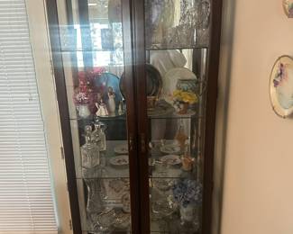 Gorgeous small curio cabinet with stained glass