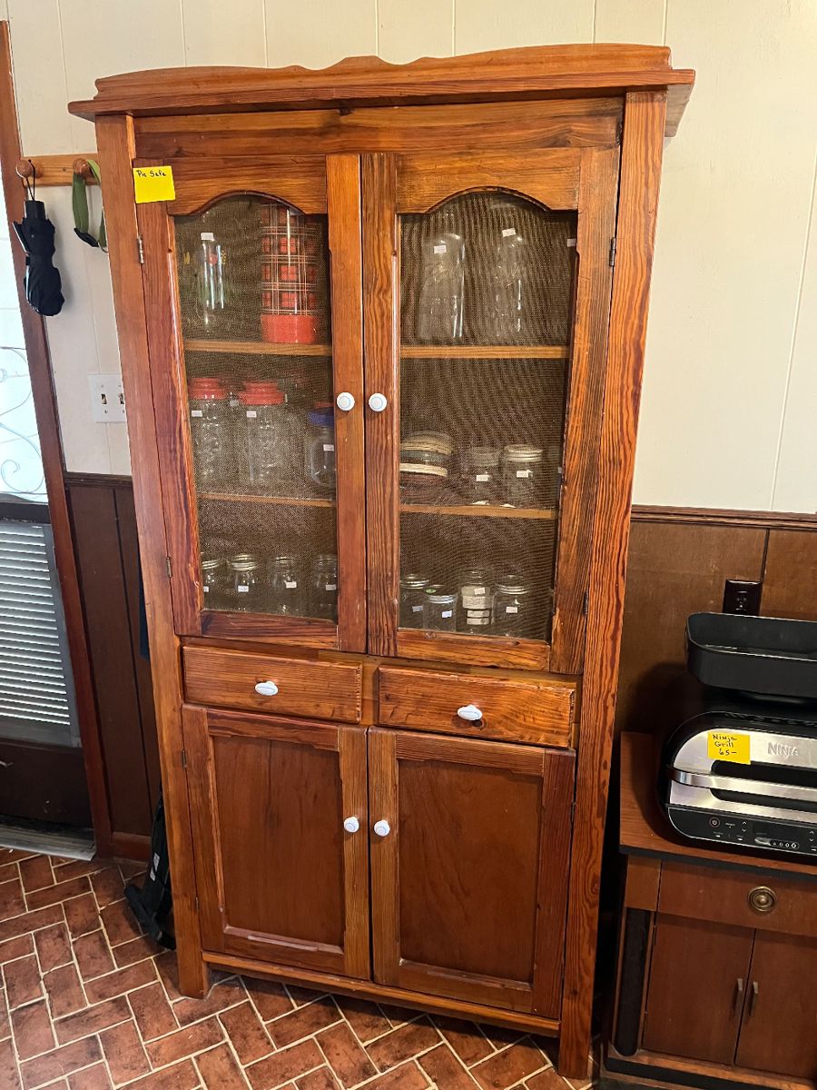 A handmade pine screenwire pie safe - super nice piece!