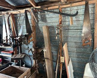 Old hand saws, cotton scale