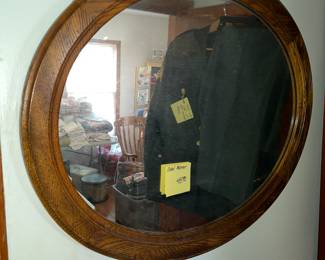 Vintage oak oval mirror