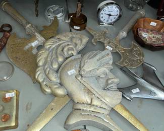 Vintage metal knight & swords wall art