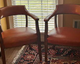 CLASSIC LEATHER Mid 20th Century Leather Game Armchairs