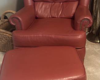 Leather Chair and Ottoman