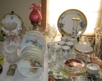 Hand painted china and Fenton pieces
