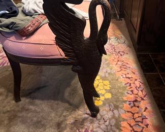 Carved swan decorated chair