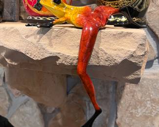Painted bronze frog artist signed