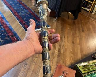 Stone inset walking stick