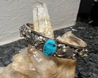 Navajo sterling silver and turquoise cuff