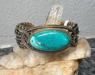 From the Designer BARSE Copper and large turquoise cuff. 