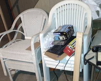 OUTDOOR CHAIRS, VINTAGE PHONES, ETC.
