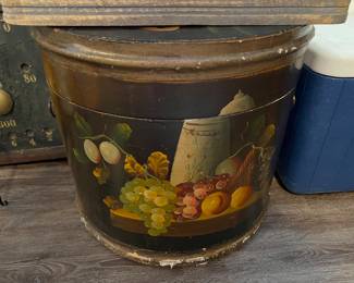 painted barrel with cover